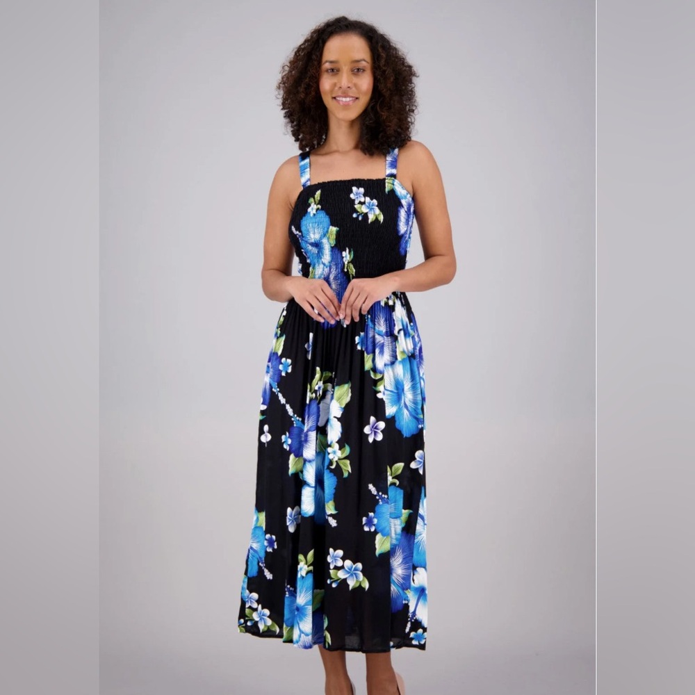 Just love women’s Floral Black and Blue Maxi Dress Small